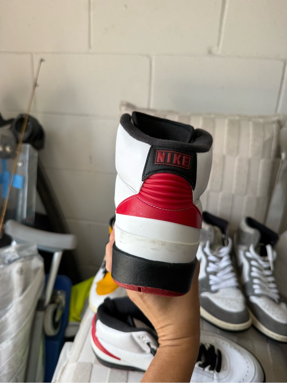 Jordan White Black Red High-Top Sneakers - Picture 3 of 7